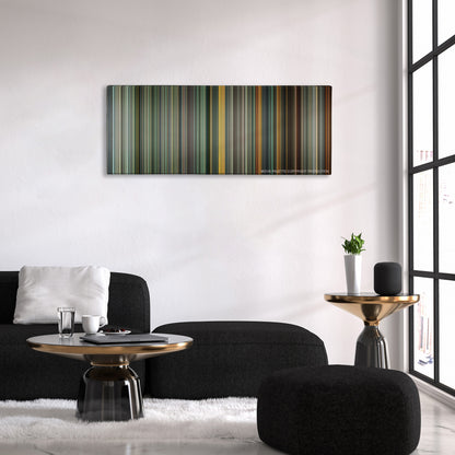 The Terminal color palette canvas above a black sofa with a gold-topped table