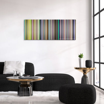 Elephant color palette canvas above a black sofa with a gold-topped table