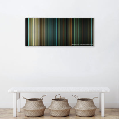 The Last House on the Left color palette canvas above a white bench with three woven baskets