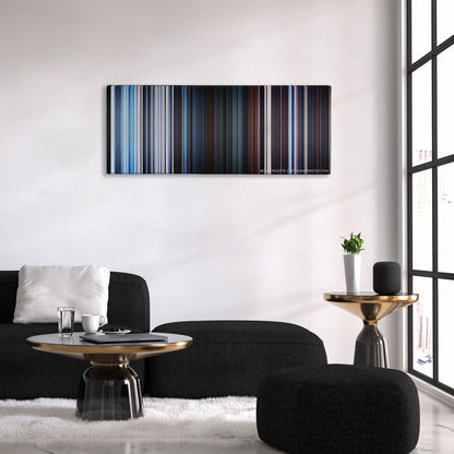 Star Wars: Episode V - The Empire Strikes Back color palette canvas above a black sofa with a gold-topped table
