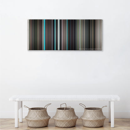 The Graduate color palette canvas above a white bench with three woven baskets