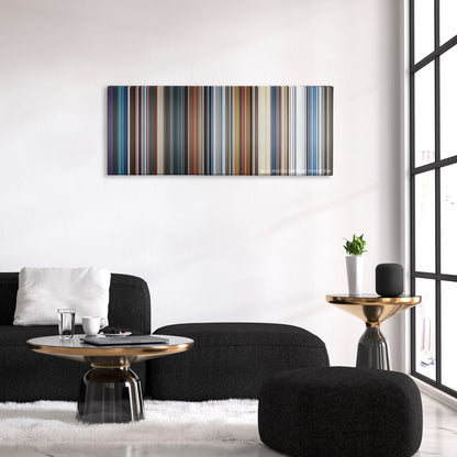 Hitman: Agent 47 color palette canvas above a black sofa with a gold-topped table