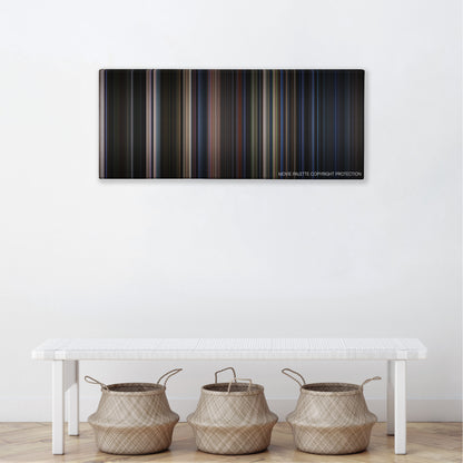Teenage Mutant Ninja Turtles color palette canvas above a white bench with three woven baskets