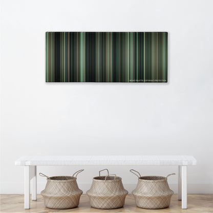 Source Code color palette canvas above a white bench with three woven baskets