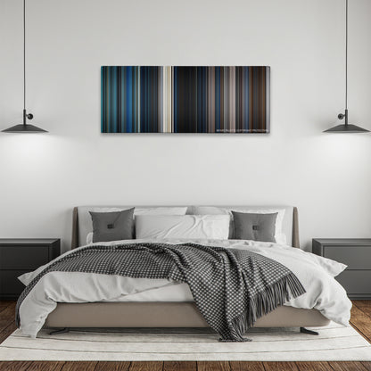 Maze Runner: The Scorch Trials color palette canvas above a bed, between two black pendant lamps