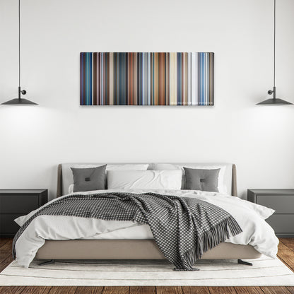 Hitman: Agent 47 color palette canvas above a bed, between two black pendant lamps