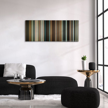The Intouchables color palette canvas above a black sofa with a gold-topped table