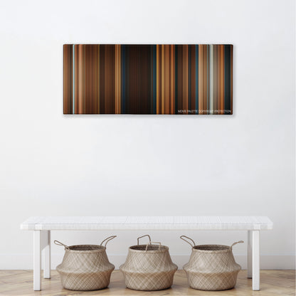 Ghosts of Girlfriends Past color palette canvas above a white bench with three woven baskets
