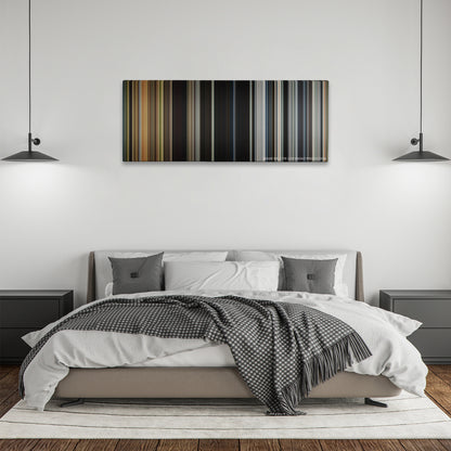The Divergent Series: Insurgent color palette canvas above a bed, between two black pendant lamps