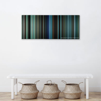 American Ultra color palette canvas above a white bench with three woven baskets