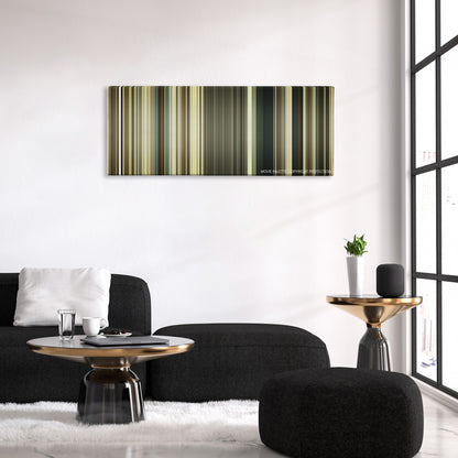 August: Osage County color palette canvas above a black sofa with a gold-topped table