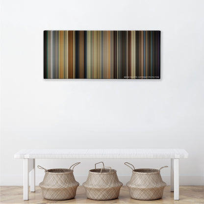 Get Out color palette canvas above a white bench with three woven baskets