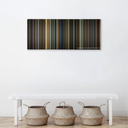 Righteous Kill color palette canvas above a white bench with three woven baskets