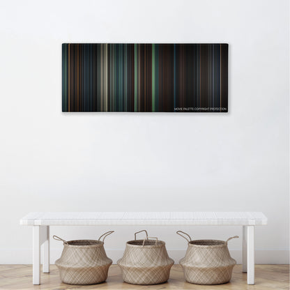 It Comes at Night color palette canvas above a white bench with three woven baskets