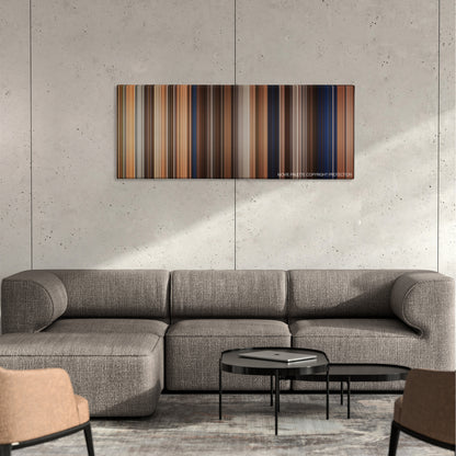 Mirror Mirror color palette canvas on a concrete wall above a gray sectional sofa