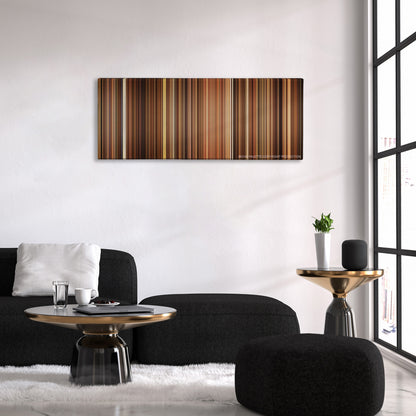 Lock, Stock and Two Smoking Barrels color palette canvas above a black sofa with a gold-topped table