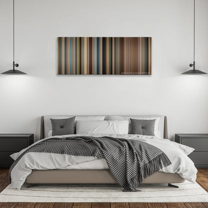 The Lincoln Lawyer color palette canvas above a bed, between two black pendant lamps