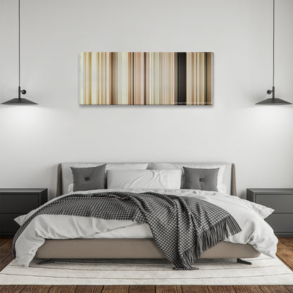What's Eating Gilbert Grape color palette canvas above a bed, between two black pendant lamps