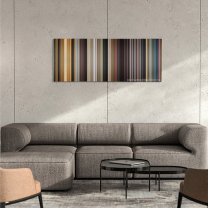 The Last King of Scotland color palette canvas on a concrete wall above a gray sectional sofa