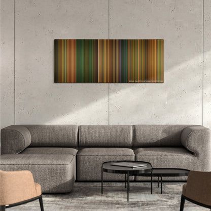 Swordfish color palette canvas on a concrete wall above a gray sectional sofa