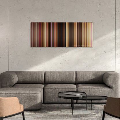 Wild at Heart color palette canvas on a concrete wall above a gray sectional sofa
