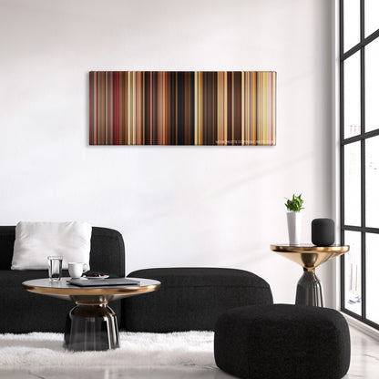 Wild at Heart color palette canvas above a black sofa with a gold-topped table