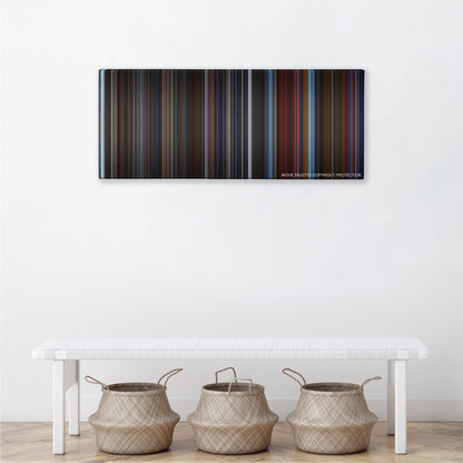 The Hunt for Red October color palette canvas above a white bench with three woven baskets