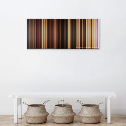 Wild at Heart color palette canvas above a white bench with three woven baskets