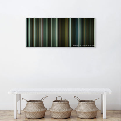 Harry Brown color palette canvas above a white bench with three woven baskets