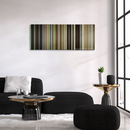 12 Years a Slave color palette canvas above a black sofa with a gold-topped table