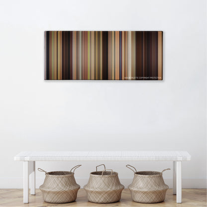 Sex Drive color palette canvas above a white bench with three woven baskets