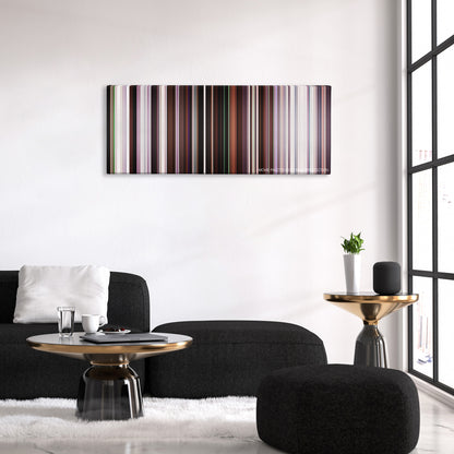 The Bling Ring color palette canvas above a black sofa with a gold-topped table