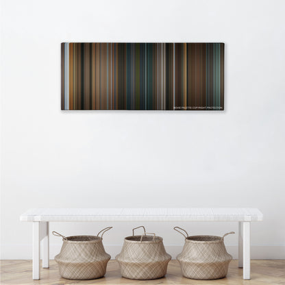 Game Night color palette canvas above a white bench with three woven baskets