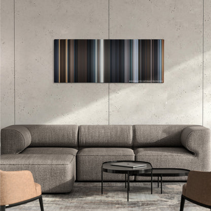 League of Extraordinary Gentlemen, The color palette canvas on a concrete wall above a gray sectional sofa