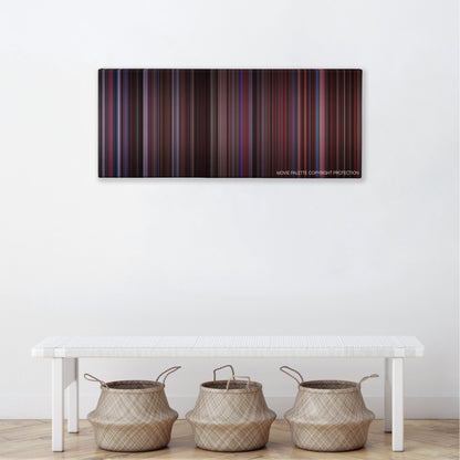 Secretary color palette canvas above a white bench with three woven baskets