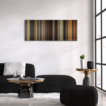 21 Jump Street color palette canvas above a black sofa with a gold-topped table