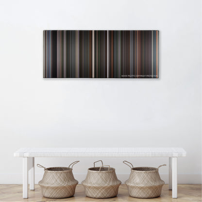 Finding Forrester color palette canvas above a white bench with three woven baskets