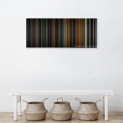 La Vie En Rose color palette canvas above a white bench with three woven baskets