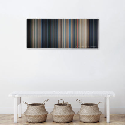 Universal Soldier color palette canvas above a white bench with three woven baskets