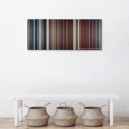 The Aviator color palette canvas above a white bench with three woven baskets