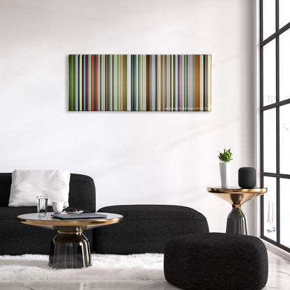 Gangs of Wasseypur color palette canvas above a black sofa with a gold-topped table