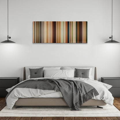 Madagascar: Escape 2 Africa color palette canvas above a bed, between two black pendant lamps