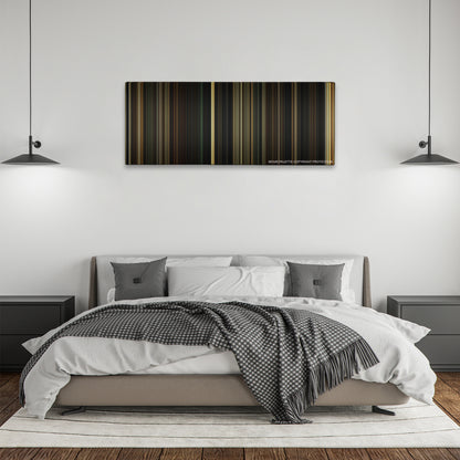 Gangster Squad color palette canvas above a bed, between two black pendant lamps