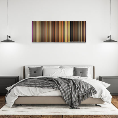 My Week with Marilyn color palette canvas above a bed, between two black pendant lamps