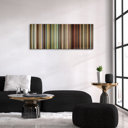 Dallas Buyers Club color palette canvas above a black sofa with a gold-topped table