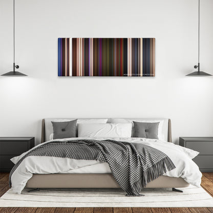 Rambo: Last Blood color palette canvas above a bed, between two black pendant lamps