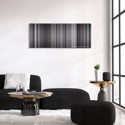 The Killing color palette canvas above a black sofa with a gold-topped table