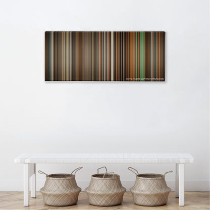 Blitz color palette canvas above a white bench with three woven baskets