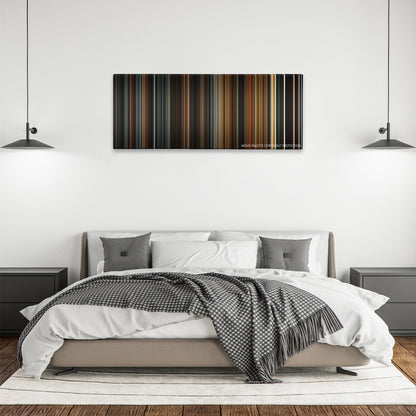 La Vie En Rose color palette canvas above a bed, between two black pendant lamps
