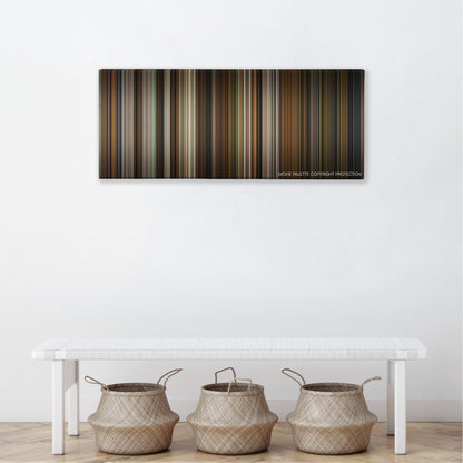 Hide and Seek color palette canvas above a white bench with three woven baskets